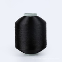 AA grade TC suppliers Dope dyed black 68D/48F FDY Recycled polyester flat twisting weaving tube yarns for woven label